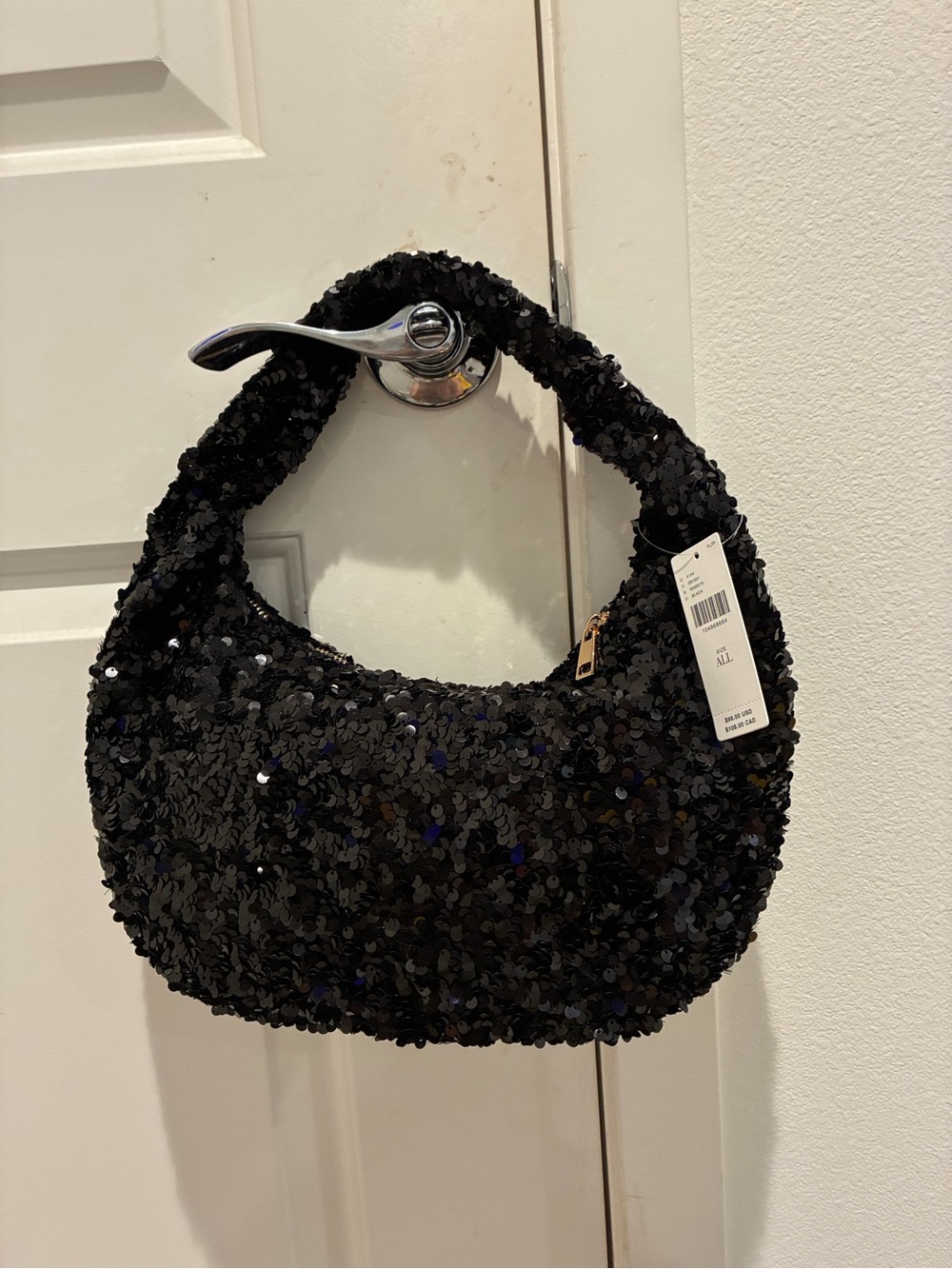 Anthropologie Black Sequin Mini Hobo Bag